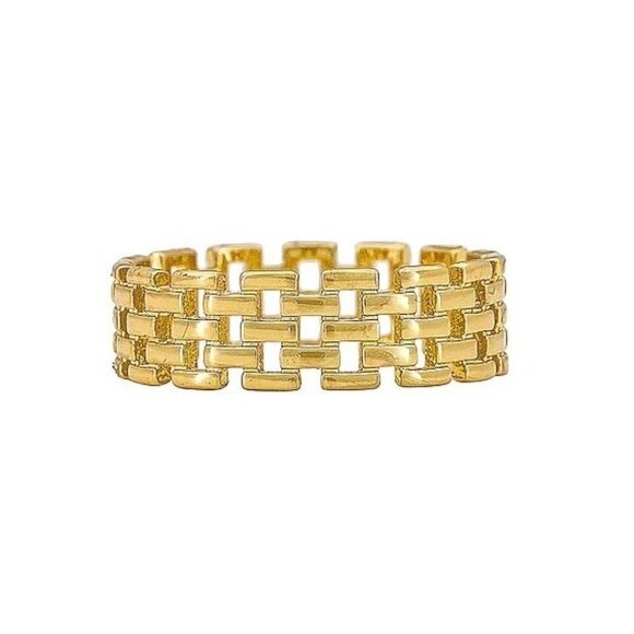Shashi Linked Band Ring Gold Womens Size 6 - Picture 1 of 6